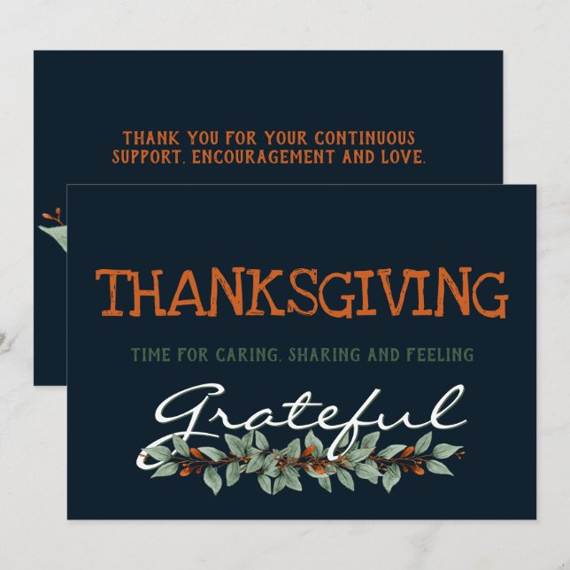 Modern eukalyptus |Känns tacksam |Thanksgiving Julkort (Fram/baksida)