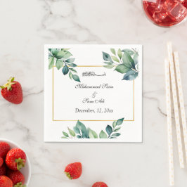 Modern eukalyptus Lämnar inbjudan till muslimska b Pappersservett