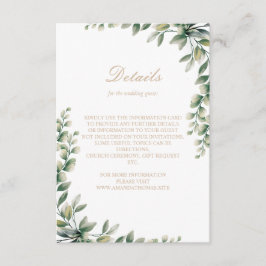 Modern eukalyptus löv elegant bröllop tilläggskort