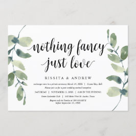 Modern Eukalyptus, Svart Bläck, Bröllopsflykt Inbjudningar