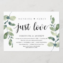 Modern Eukalyptus, Svart Bläck, Bröllopsflykt Inbjudningar