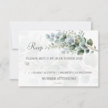 Modern Eukalyptus Vattenfärg Bröllops RSVP-kort