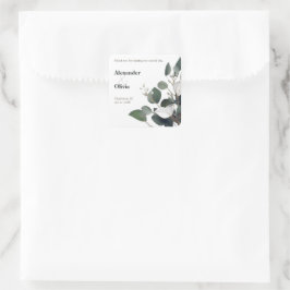 Modern eukalyptus Wedding Favor Fyrkantigt Klistermärke