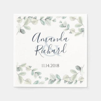 Modern eukalyptus WedReception Napkins Pappersservett