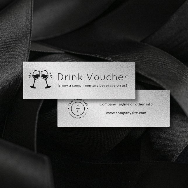 Modern Event Business Logotyp Silver Drink Voucher Mini Visitkort (Skapare uppladdad)