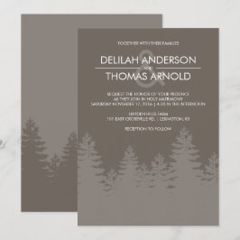 Modern Evergreen Träd Silhouette Winter Wedding Inbjudningar