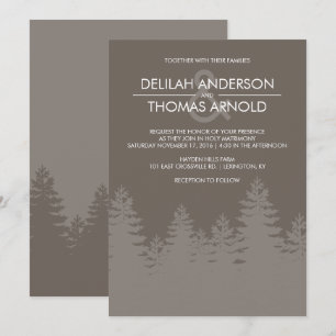 Modern Evergreen Träd Silhouette Winter Wedding Inbjudningar