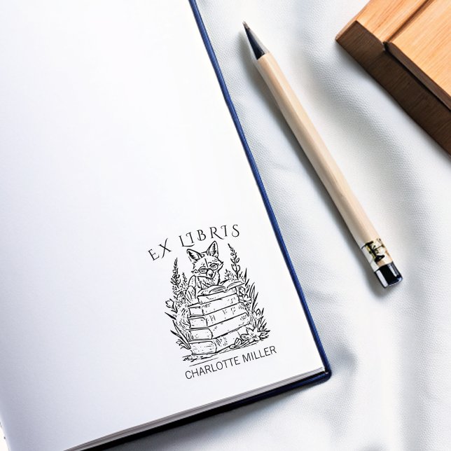 Modern Ex Libris Fox-bokplåt Stämpel (Skapare uppladdad)