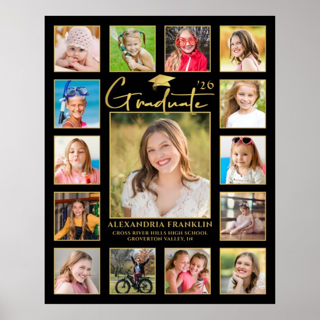 Modern Examen Black Gold 15 Fotocollage Poster (Framsidan)