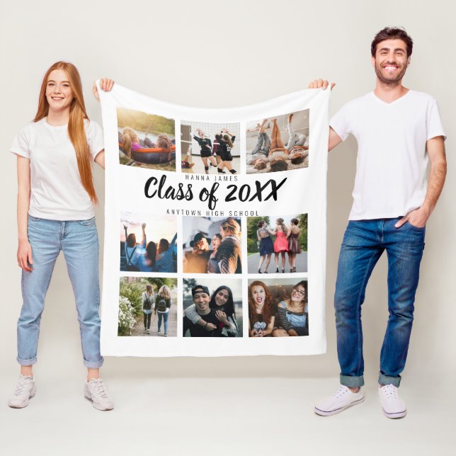 Modern examen nio Instagram fotokollage Fleecefilt (På plats)