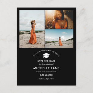Modern examen Save The Date examenshatt foto Vykort