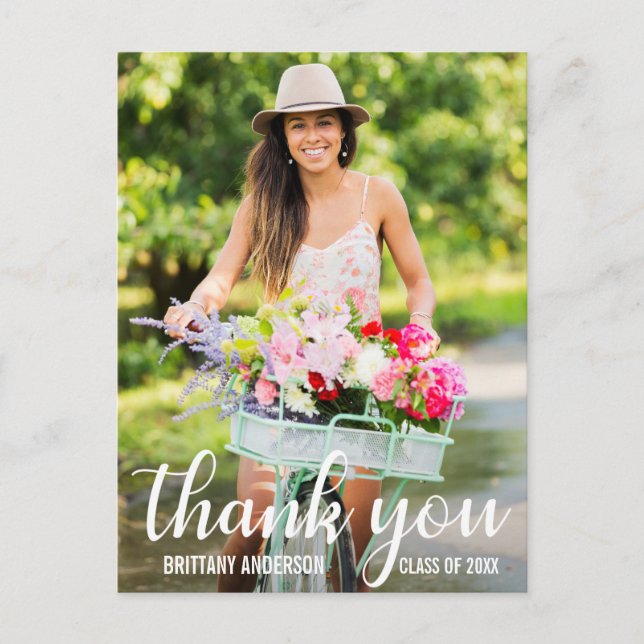 Modern examen tack foto W (tom baksida) Vykort (Framsida)