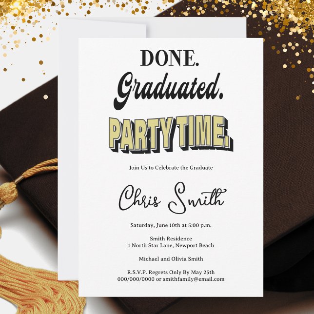 Modern Examenfest Inbjudningar (Graduation Party Invitation - Modern and Fun. Time to celebrate!)
