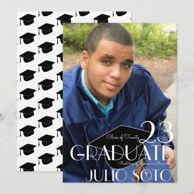 Modern examens typografi script foto inbjudningar (Fram/baksida)