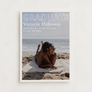 Modern examensbevis-kort med strandfoto inbjudningar