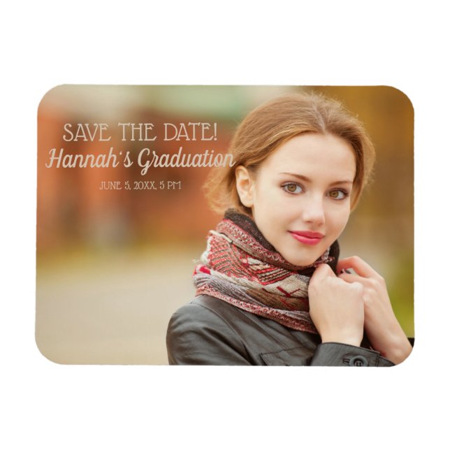 Modern examensceremoni - Spara datum Foto Magnet (Horisontell)