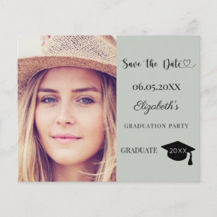 Modern examensfest Sage Save the Date-kort