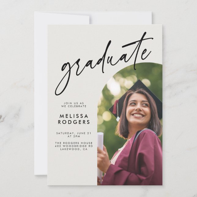 Modern examensfestinladning för ark-graduerade inbjudningar (Framsida)