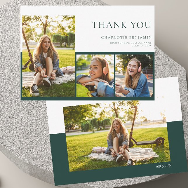 Modern Examensfoto 2026 Tack Kort (Modern Graduation 2025 Grad Photo Thank You Card)