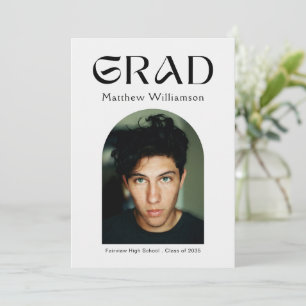Modern examensfoto med valv examensfest meddelande