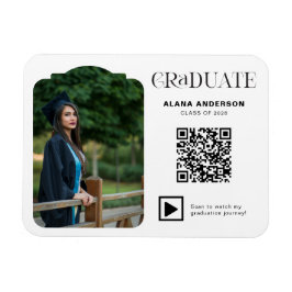 Modern examensfoto QR-kod Minimal Ark Video Magnet