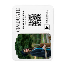 Modern examensfoto QR-kod Minimal Ark Video Magnet