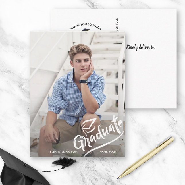 Modern Examensfoto Tacksamt För Avslutningsfesten Vykort (Skapare uppladdad)