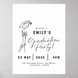 Modern examenshälsningsaffisch Minimal Line Art Poster