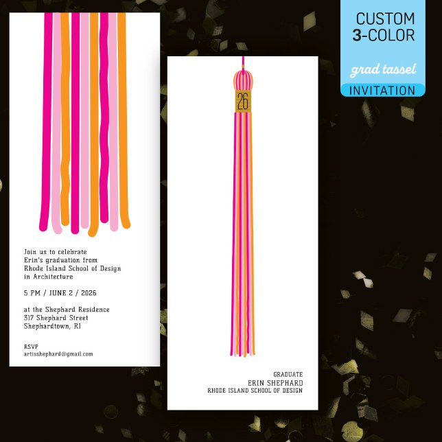 Modern examensinbjudan 3 färg Tassel (Skapare uppladdad)