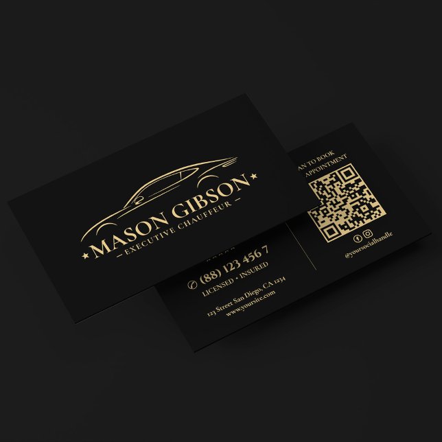 Modern Exekutiv Chaufför Lyx Svart Bil Visitkort (Modern Executive Chauffeur Luxury Black Car Business Card
)