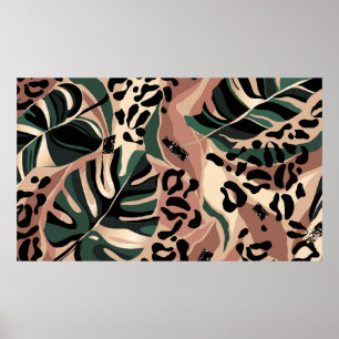 Modern exotisk mönster med leopard hud. Kreativ Poster