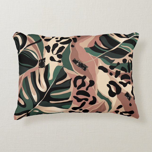 Modern exotisk mönster med leopard hud. Kreativ  Prydnadskudde (Framsidan)