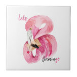 Modern exotisk Rosa Låt oss Flamingo Watercolor Kakelplatta<br><div class="desc">Modern exotisk Rosa Låt oss Flamingo Watercolor</div>