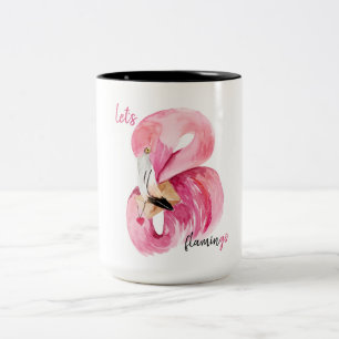 Modern exotisk Rosa Låt oss Flamingo Watercolor Två-Tonad Mugg