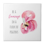 Modern exotisk Rosa vattenfärgsflamingo med citat Kakelplatta<br><div class="desc">Modern exotisk Rosa vattenfärgsflamingo med citat</div>