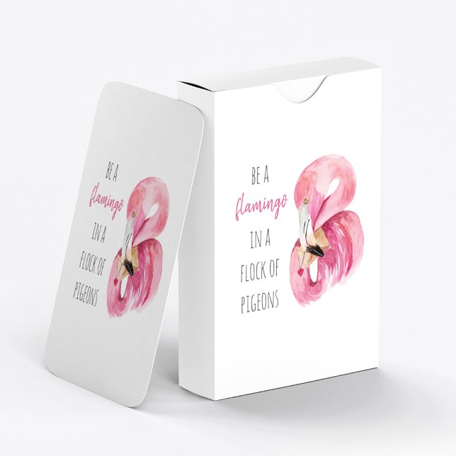 Modern exotisk Rosa vattenfärgslamingo med citat Casinokort (Skapare uppladdad)