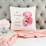 Modern exotisk Rosa vattenfärgslamingo med citat Kudde<br><div class="desc">Modern exotisk Rosa vattenfärgslamingo med citat</div>