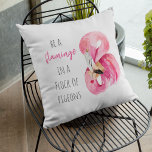 Modern exotisk Rosa vattenfärgslamingo med citat Kudde<br><div class="desc">Modern exotisk Rosa vattenfärgslamingo med citat</div>