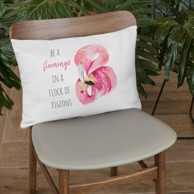 Modern exotisk Rosa vattenfärgslamingo med citat Prydnadskudde (Skapare uppladdad)