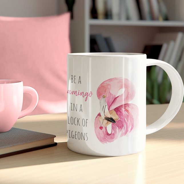 Modern exotisk Rosa vattenfärgslamingo med citat Två-Tonad Mugg (Skapare uppladdad)