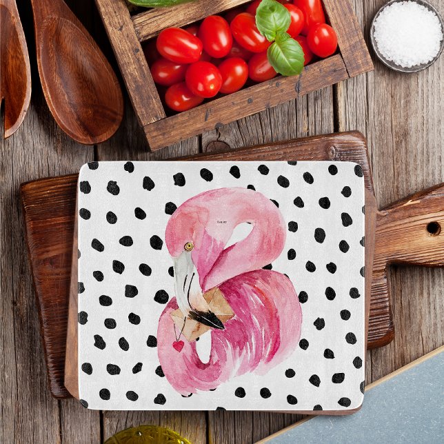 Modern exotisk Rosa Watercolor Flamingo & Dots (Skapare uppladdad)