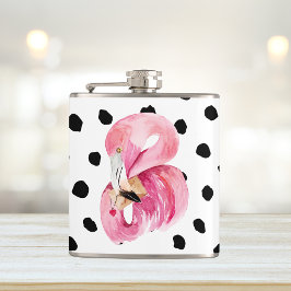 Modern exotisk Rosa Watercolor Flamingo & Dots Fickplunta
