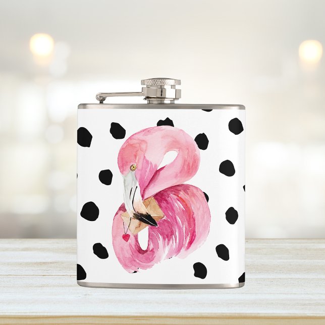 Modern exotisk Rosa Watercolor Flamingo & Dots Fickplunta (Skapare uppladdad)