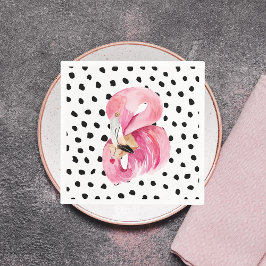 Modern exotisk Rosa Watercolor Flamingo & Dots Pappersservett