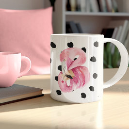 Modern exotisk Rosa Watercolor Flamingo & Dots Två-Tonad Mugg