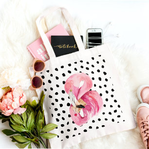 Modern exotisk Rosa Watercolor Flamingo & Dots Tygkasse