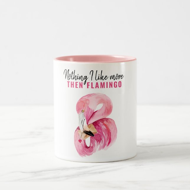 Modern exotisk Rosa Watercolor Flamingo Gift Två-Tonad Mugg (Center)