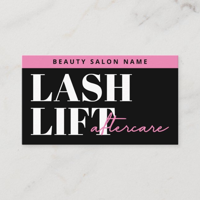 Modern Eyelash Extensions Lash Hiss Aftercare Card Visitkort (Framsida)