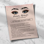 Modern Eyelash Makeup Artist Eftervård Instruction Flygblad<br><div class="desc">Ro Glitter-drivrutiner i Guld Lash Makeup Artist Aftercare Instruction Flyers.</div>