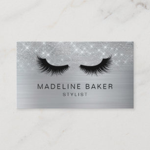 Modern Eyelash Makeup Silver Glitter Lash Lash Las Visitkort